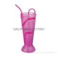 Plastic drinking straw cup with lid - 400ml